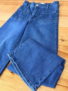 FRAME Le Slim Palazzo High Rise Wide Leg Jeans Blue size 24 Flare Stretch